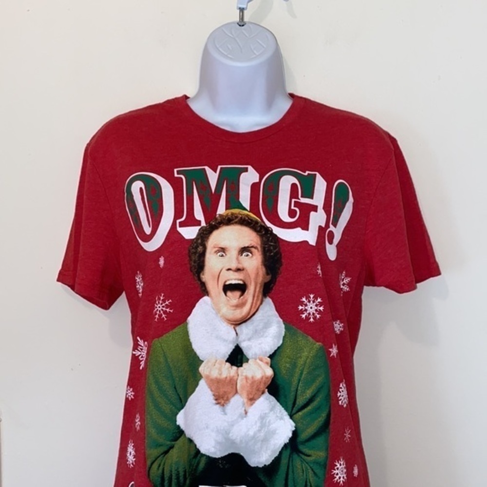 Women’s Elf “OMG! SANTA!” Festive Graphic Tee - Picture 2 of 8